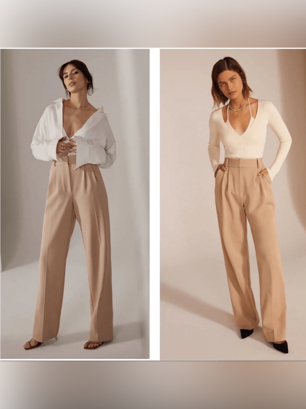 Favorite Daughter Wide Leg Trousers- “Favorite Pant”-  in Beige Size 8 Like New